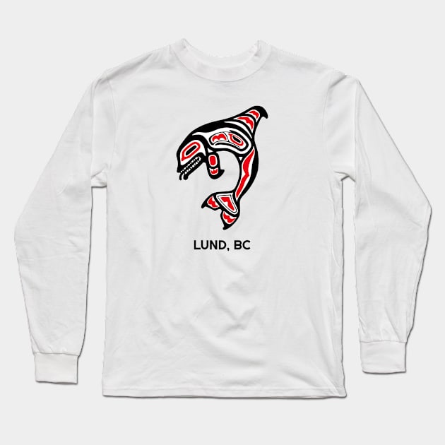 Lund, British Columbia Red Orca Killer Whale Northwest Native Fisherman Tribal Gift Long Sleeve T-Shirt by twizzler3b